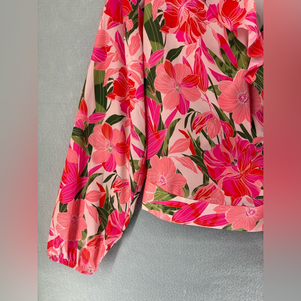 Ava & Aiden Floral Wrap Ruffle Collar Blouse
Pink Medium Vibrant - Picture 4 of 12